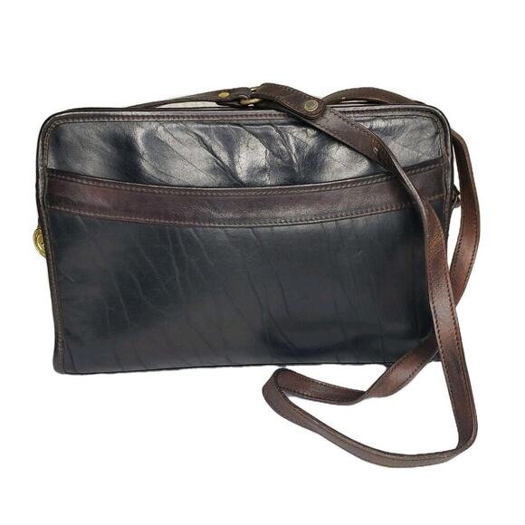 Brahmin Vintage Crossbody Bag Black Brown Leather Purse Bag Soft Textured Y2K - Picture 16 of 16